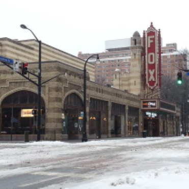 The Fox Theater during a snow storm.
